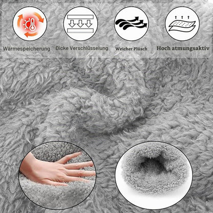 Kuschelsocken Overknee Damen hellgrau Plüsch warm
