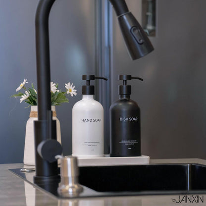 Moderner Seifenspender aus Glas mit Pumpspender – Set für Bad & Küche