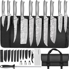 Küchenmesser Set 17-tlg. Edelstahl Profi mit Tasche & Wetzstahl