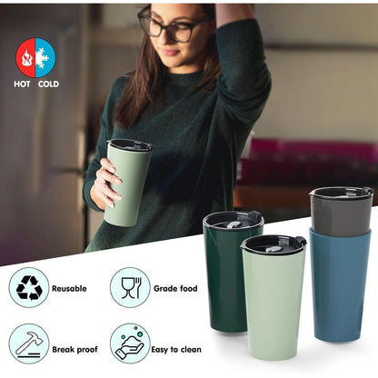 4er-Set Greentainer Reisebecher mit Deckel - 600ml Thermobecher