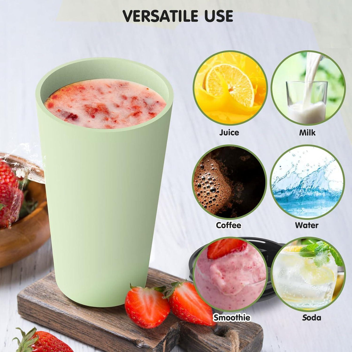 4er-Set Greentainer Reisebecher mit Deckel - 600ml Thermobecher