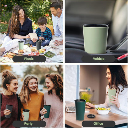 4er-Set Greentainer Reisebecher mit Deckel - 600ml Thermobecher