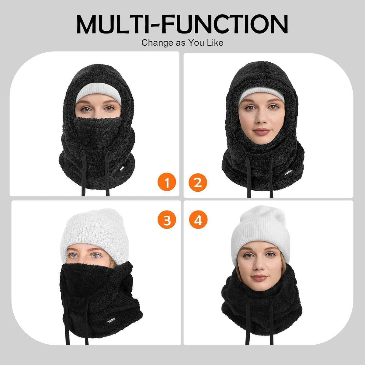 Sturmhaube Winter Mütze Fleece Warm Herren Damen Multifunktion