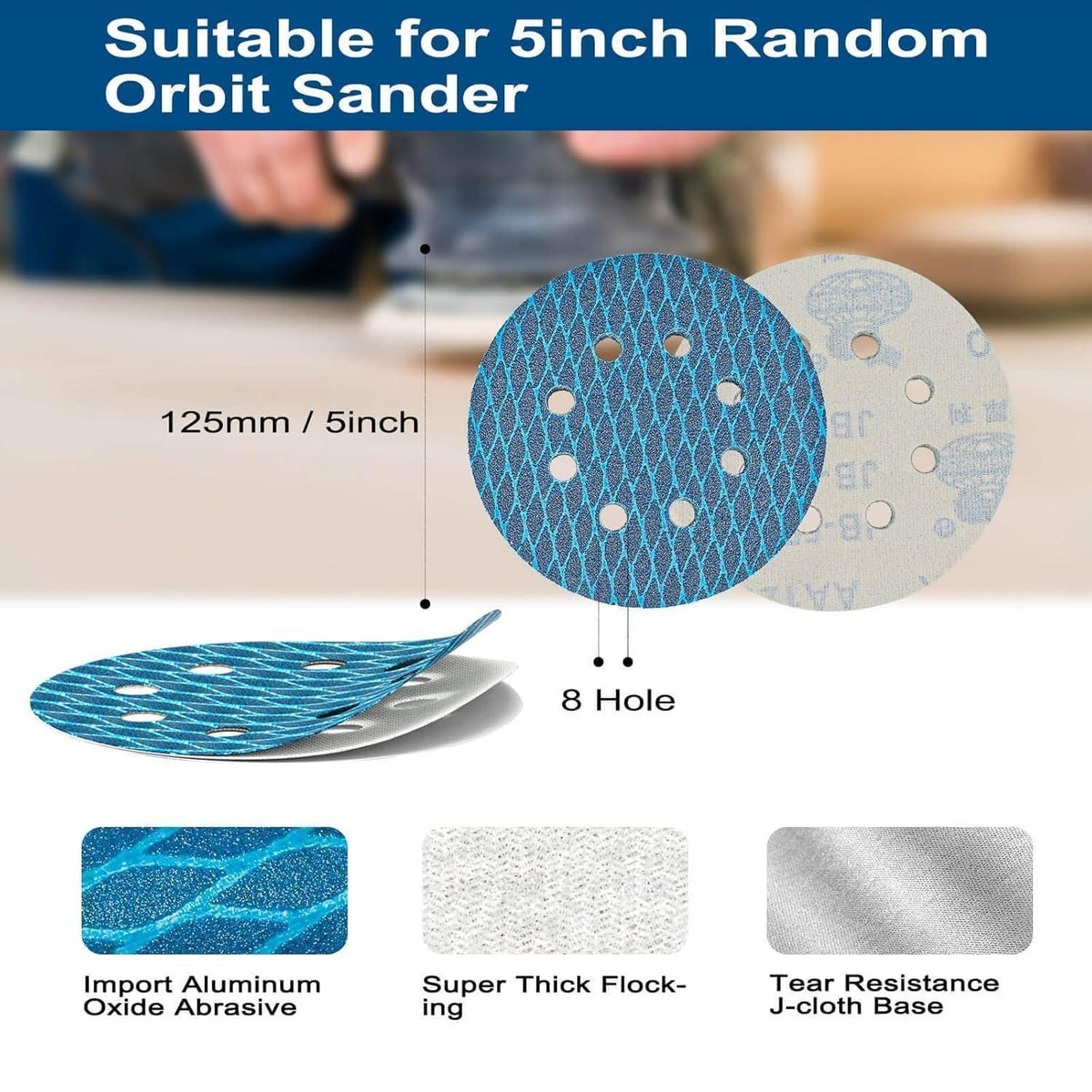 Schleifpapier 125mm Klett 40er Körnung Zirkonoxid 80 Stück