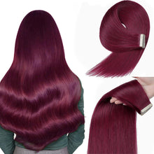 Echthaar Tape Extensions Burgunderrot 55cm (22 Zoll)