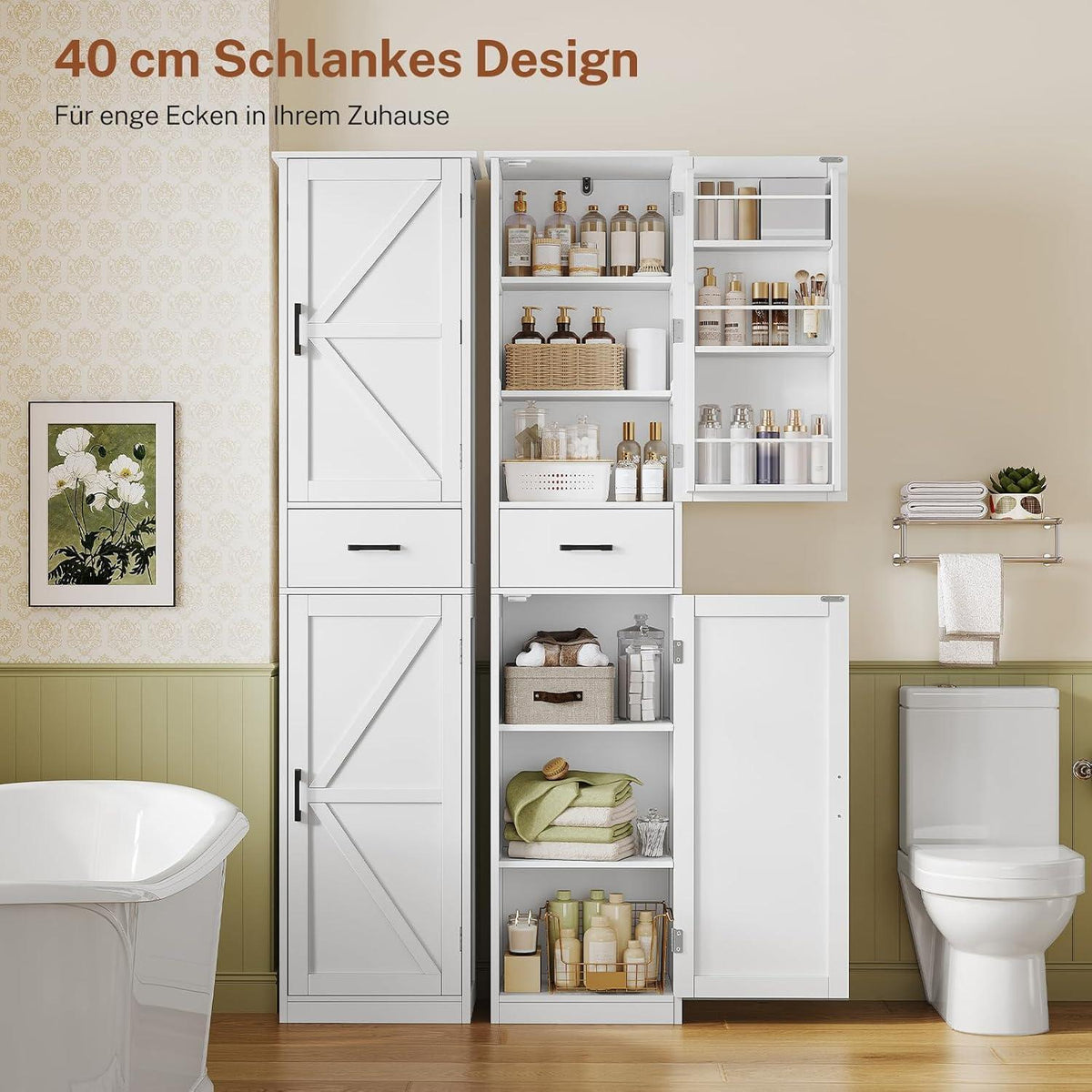 Hoch Küchenschrank mit verstellbaren Böden & Türfächern, 170cm