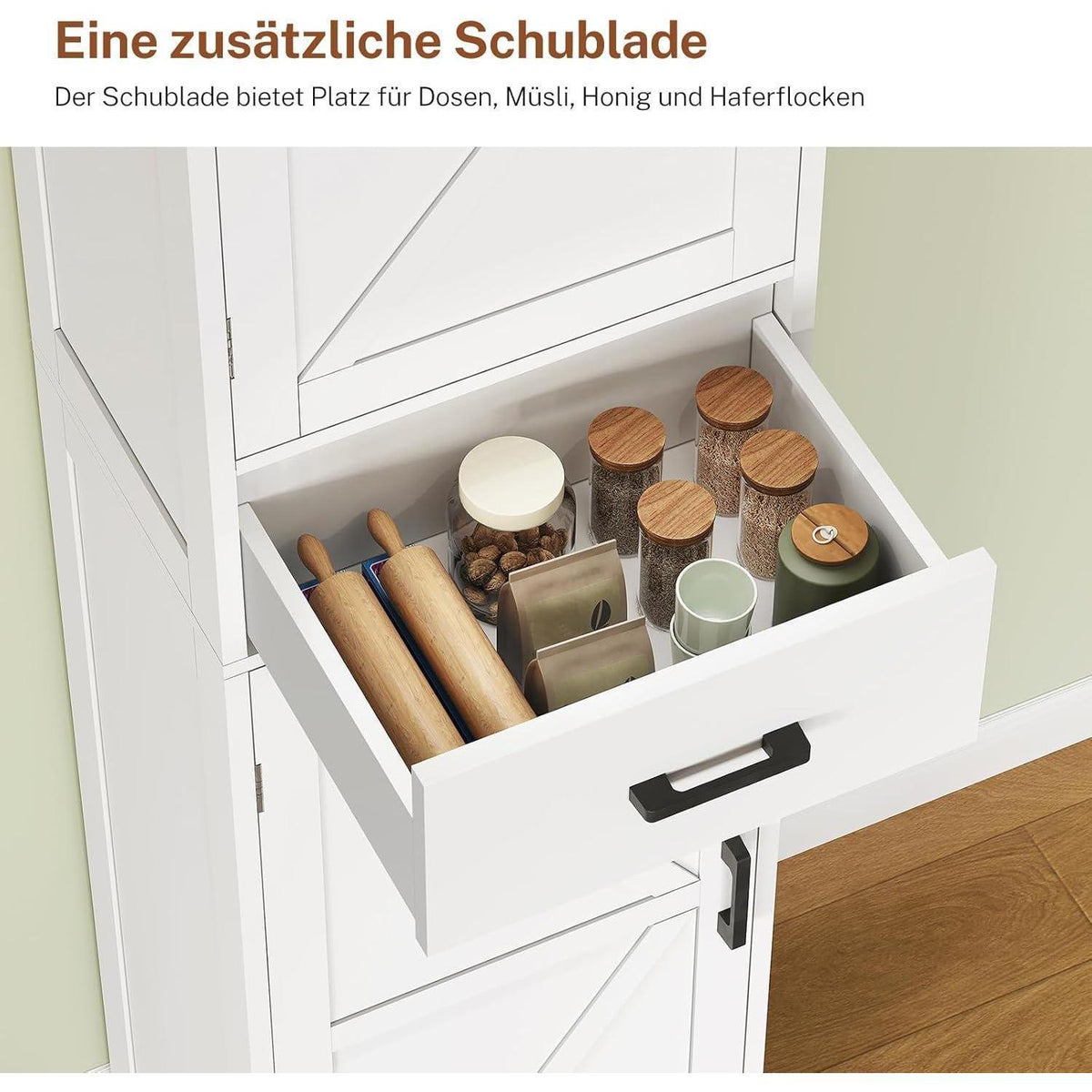 Hoch Küchenschrank mit verstellbaren Böden & Türfächern, 170cm