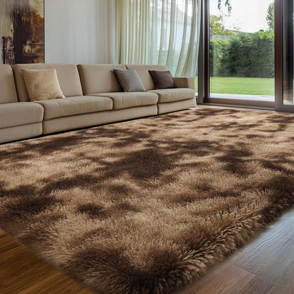 Flauschiger Hochflor Teppich Braun 140x200 – Waschbar & Rutschfest