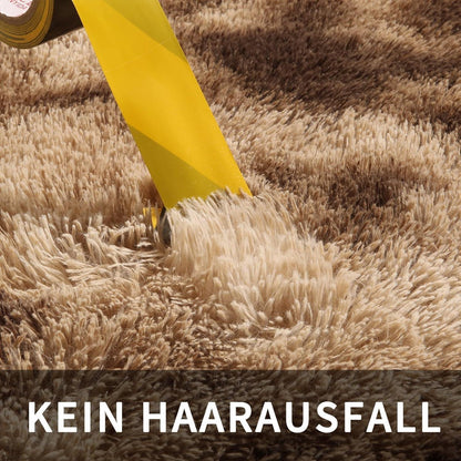Flauschiger Hochflor Teppich Braun 140x200 – Waschbar & Rutschfest