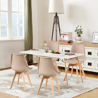 Esszimmergruppe 160x80cm Weiß mit 4 Khaki Stühlen