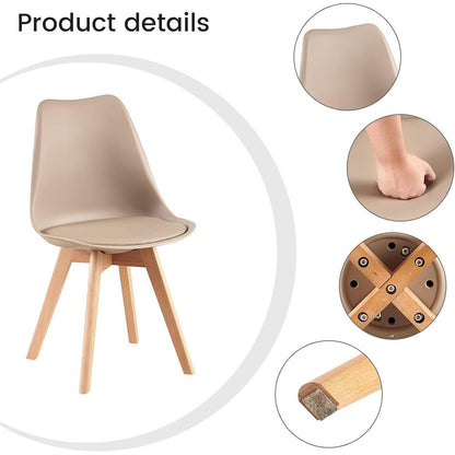 Esszimmergruppe 6 Personen – Rechteckiger Esstisch & Khaki Stühle