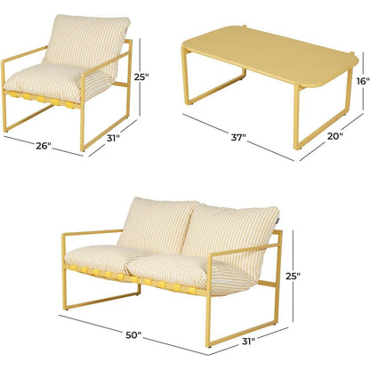 4er Gartenmöbel Set mit Kissen, Gelb