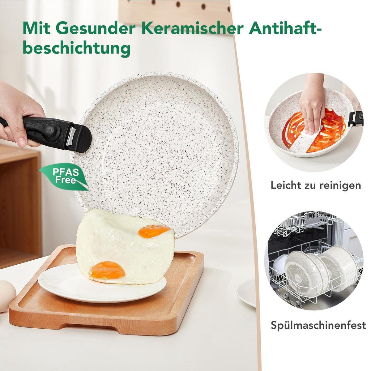 23-teiliges Induktions Topfset mit abnehmbarem Griff & Keramik