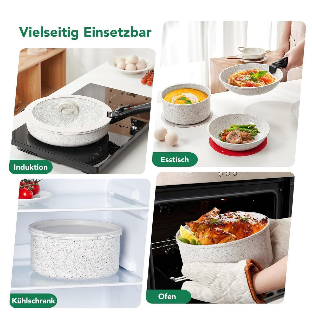 23-teiliges Induktions Topfset mit abnehmbarem Griff & Keramik