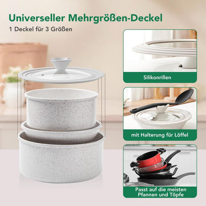 23-teiliges Induktions Topfset mit abnehmbarem Griff & Keramik