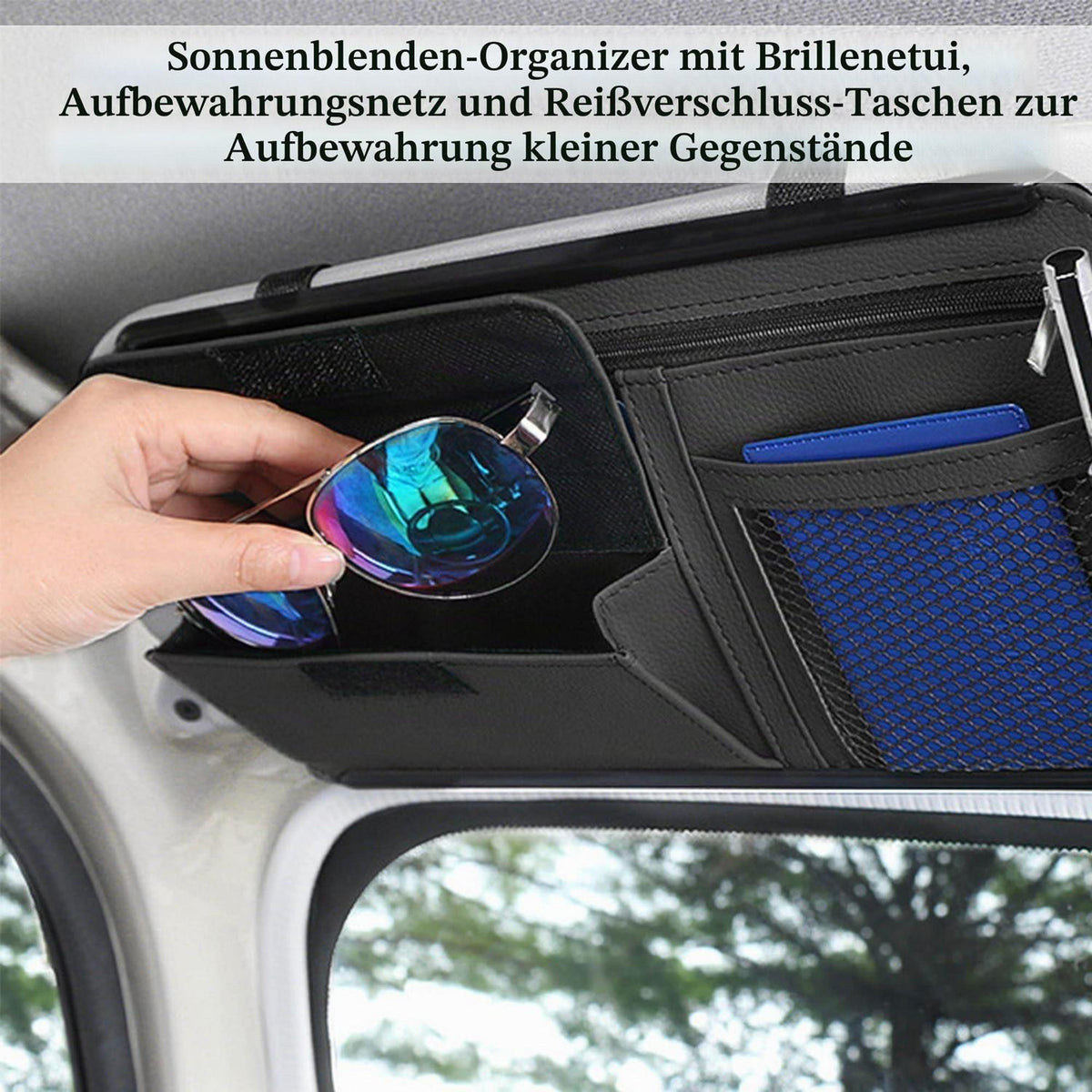 Auto Sonnenblende Organizer mit Brillenhalter & Stauraum