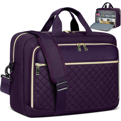 Laptoptasche 17,3 Zoll Damen Aktentasche Wasserdicht Dunkelviolett
