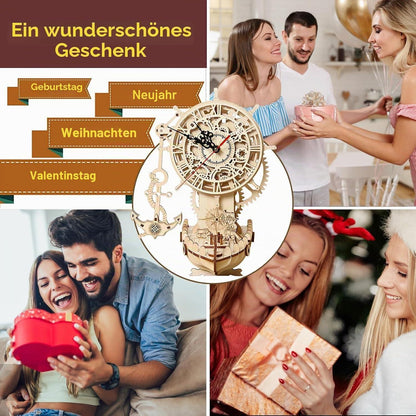 3D Holzpuzzle Uhr – Piratenschiff Modellbausatz zum Selberbauen