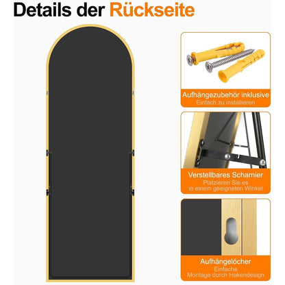 Ganzkörperspiegel 175x60cm – Stand- & Wandspiegel Schwarz Gold