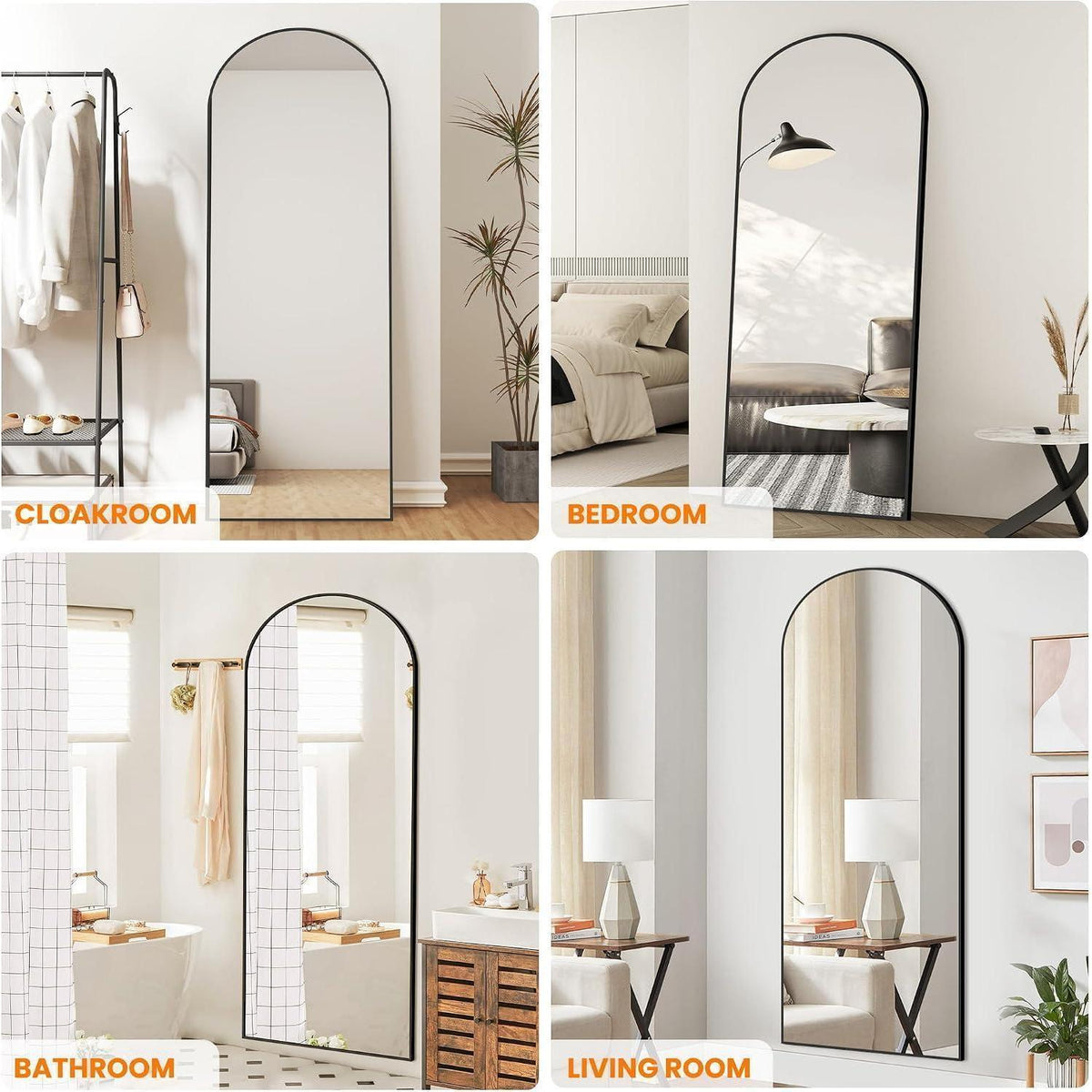 Ganzkörperspiegel 175x60cm – Stand- & Wandspiegel Schwarz