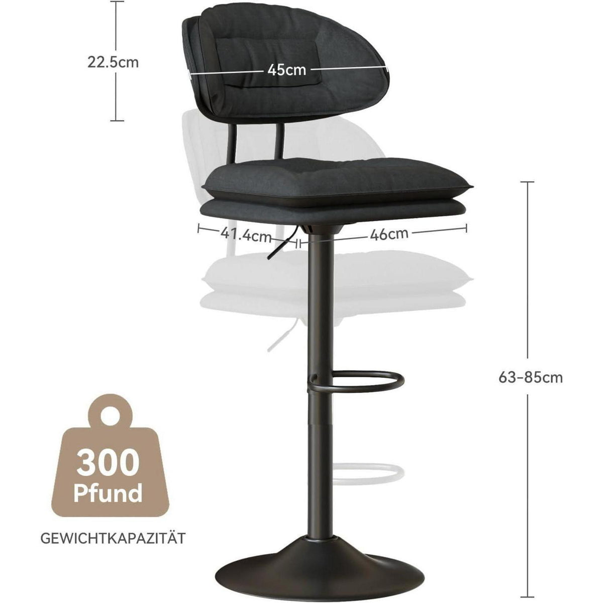 Barhocker Set 4er – Ergonomisch & Verstellbar Dunkelgrau
