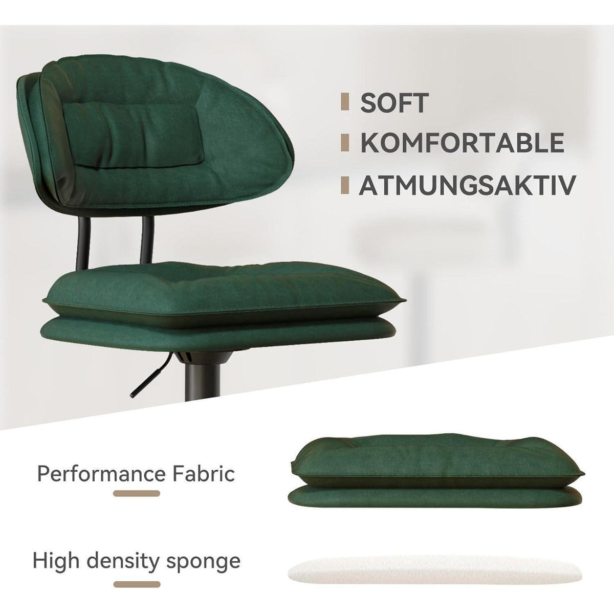 Barhocker Set 4er – Ergonomisch & Verstellbar – Military Green