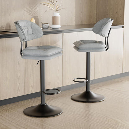 Barhocker Set 4er – Gepolstert & Verstellbar – Hellgrau