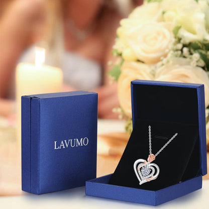 Silber Halskette Damen Herz Rose Geburtsstein Kette 925 Sterling Silber