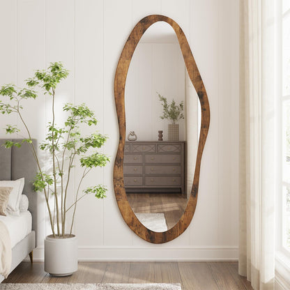 Großer Wandspiegel Vintage Holzrahmen 120x50cm – Asymmetrisch & Vielseitig