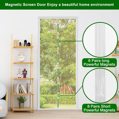 Magnet Fliegengitter für Balkontür 95x220cm Weiß, ohne Bohren