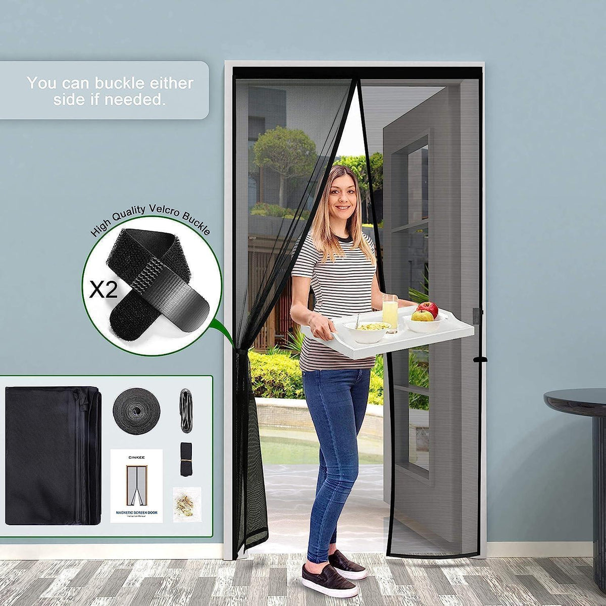 Magnet Fliegengitter für Balkontür 85x200cm Schwarz