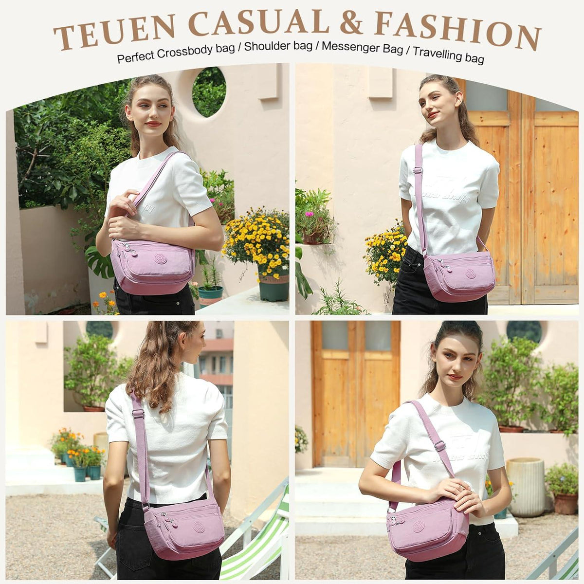 TEUEN Umhängetasche Damen Wasserdicht Nylon Crossbody Bag