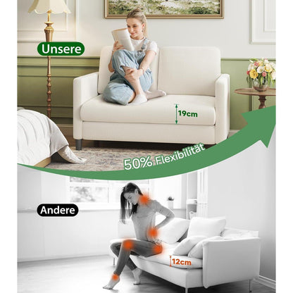 Kleines 2-Sitzer Sofa 130cm – Gemütliche Mini Couch für Wohnzimmer