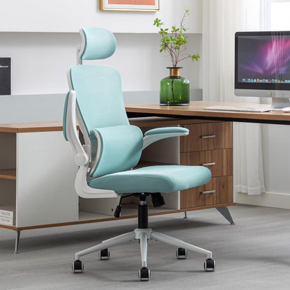 Ergonomischer Drehstuhl mit Schaukelfunktion & Lordosenstütze, grün