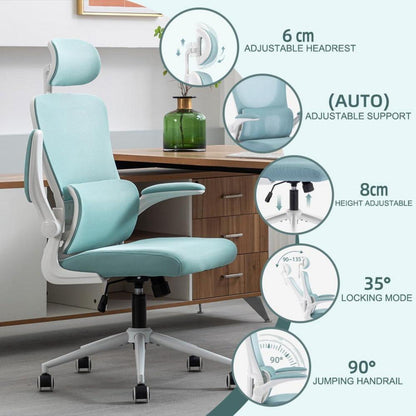 Ergonomischer Drehstuhl mit Schaukelfunktion & Lordosenstütze, grün