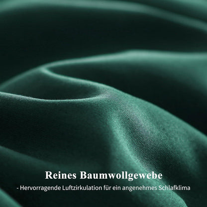 Bettwäsche-Set Baumwolle 200x220 Dunkelgrün mit 2 Kissenbezügen 80x80