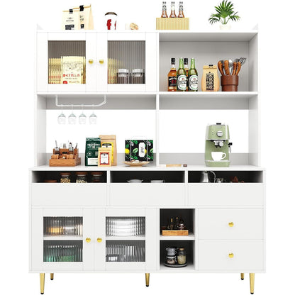 Restaurant Hochschrank mit Weinglasregal & Glastür (145x39x171cm)