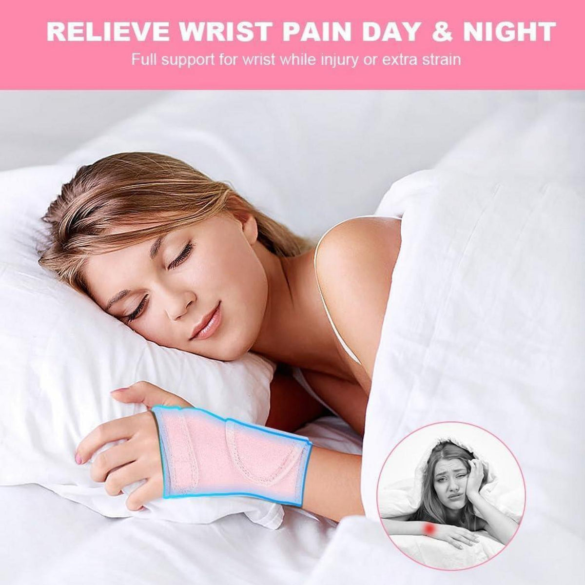 Handgelenkbandage mit Aluminiumstab für Damen & Herren - Pink (Rechts)