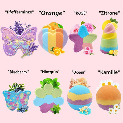 Badebomben Geschenkset 8er Pack – Bio & Handgemacht