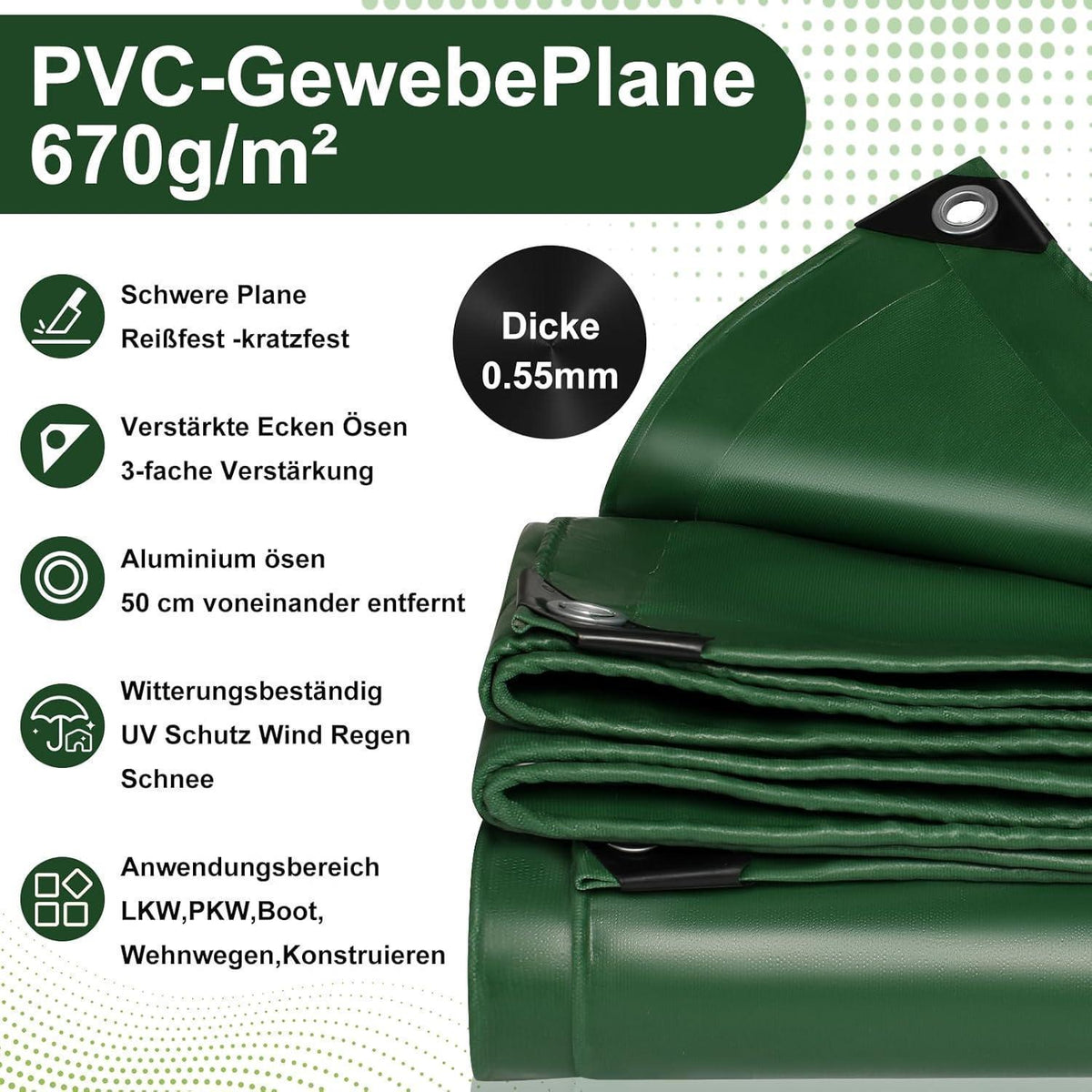 LKW Abdeckplane 3x6m | Premium PVC Plane mit Ösen – Wasserdicht & Reißfest