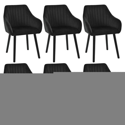 Esszimmerstühle Samt Schwarz mit Holzbeinen & Armlehnen 6er Set