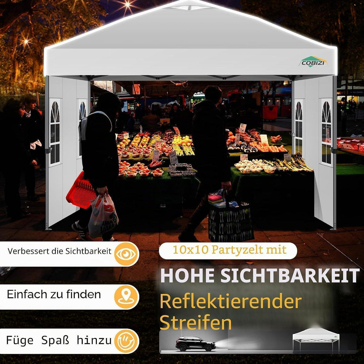 3x3m Faltpavillon mit Seitenwänden – Wasserdicht & Stabil