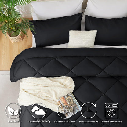 4-Jahreszeiten Bettdecke Mikrofaser 200x200cm Schwarz