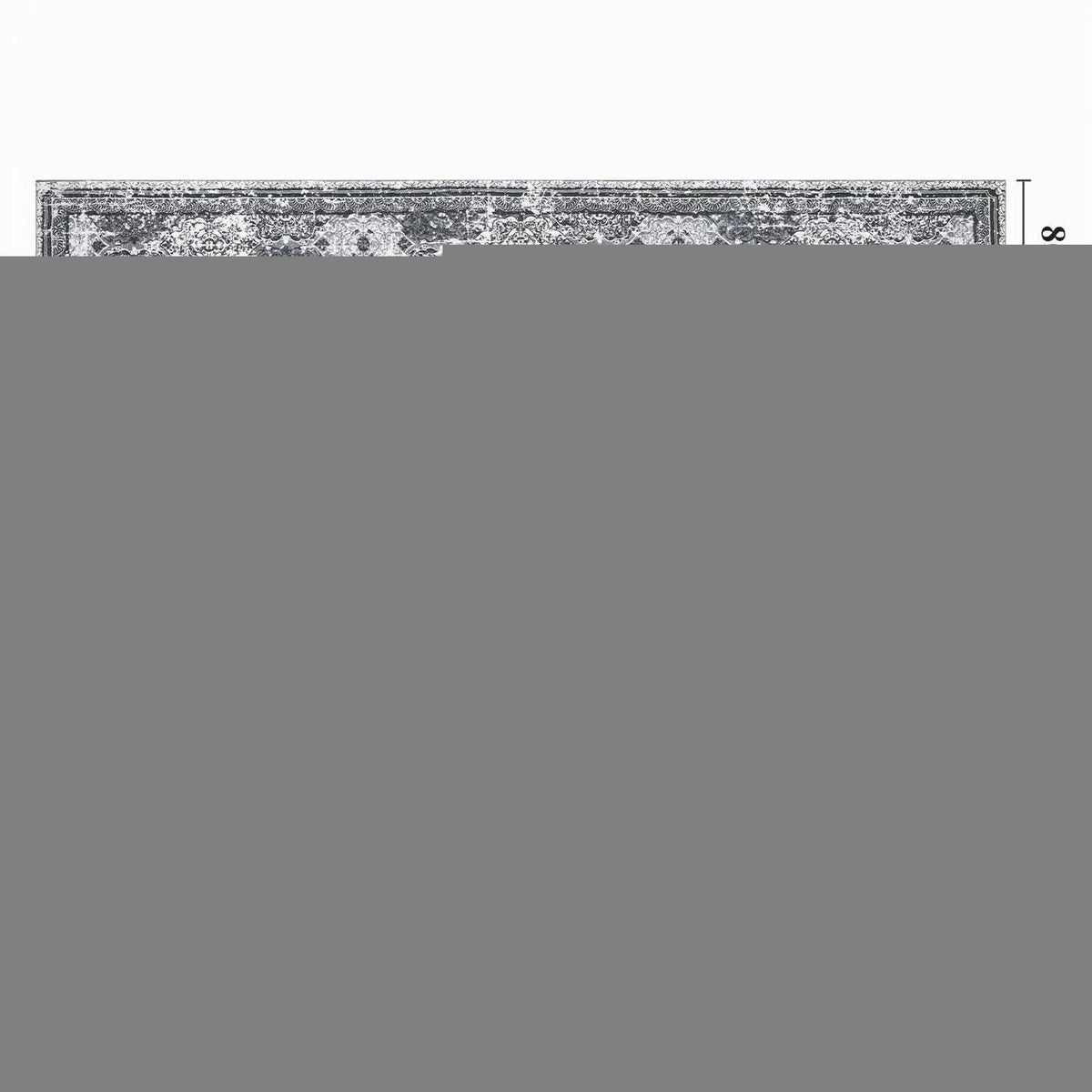 Läufer Teppich 80x300cm Boho Vintage Rutschfest Grau