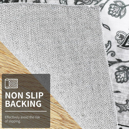 Läufer Teppich Küche 80x300 cm Grau Rutschfest Waschbar Retro