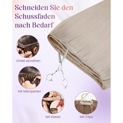 Echthaar Tressen Weißblond 60cm - Remy Haartressen zum Einnähen