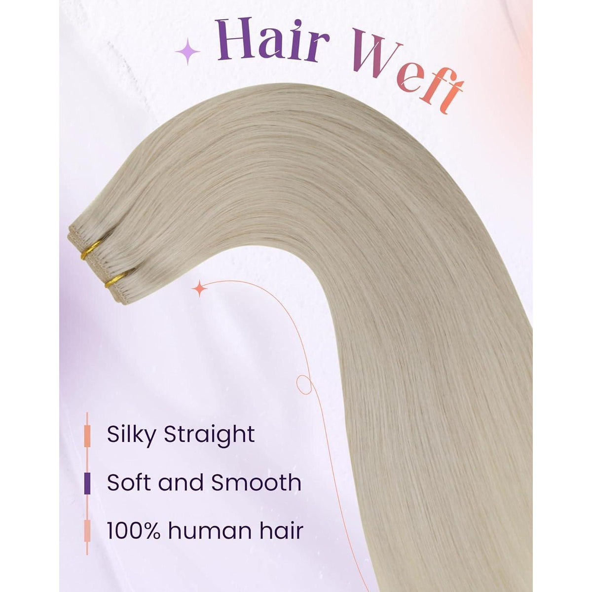 Echthaar Tressen Weißblond 60cm - Remy Haartressen zum Einnähen