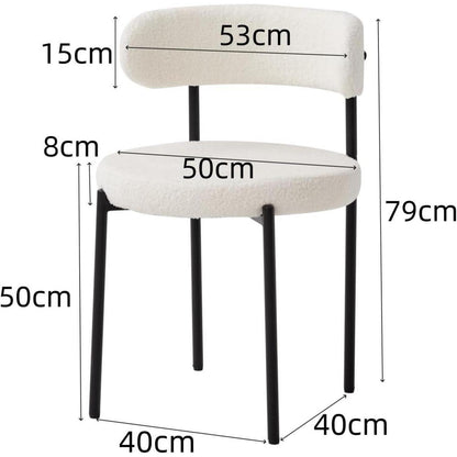 8 Esszimmerstühle Teddy-Samt Weiß – Modern & Komfortabel