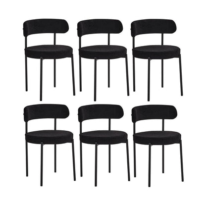 6er Set Esszimmerstühle Teddy-Samt Schwarz Modern