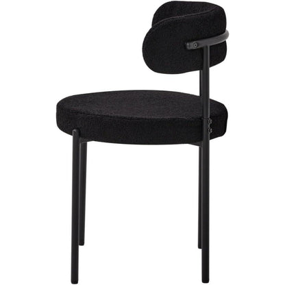 6er Set Esszimmerstühle Teddy-Samt Schwarz Modern